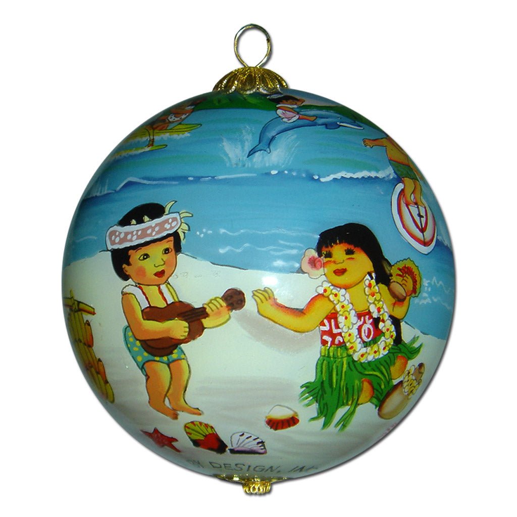 Hawaii Christmas ornament hand painted with hula girl