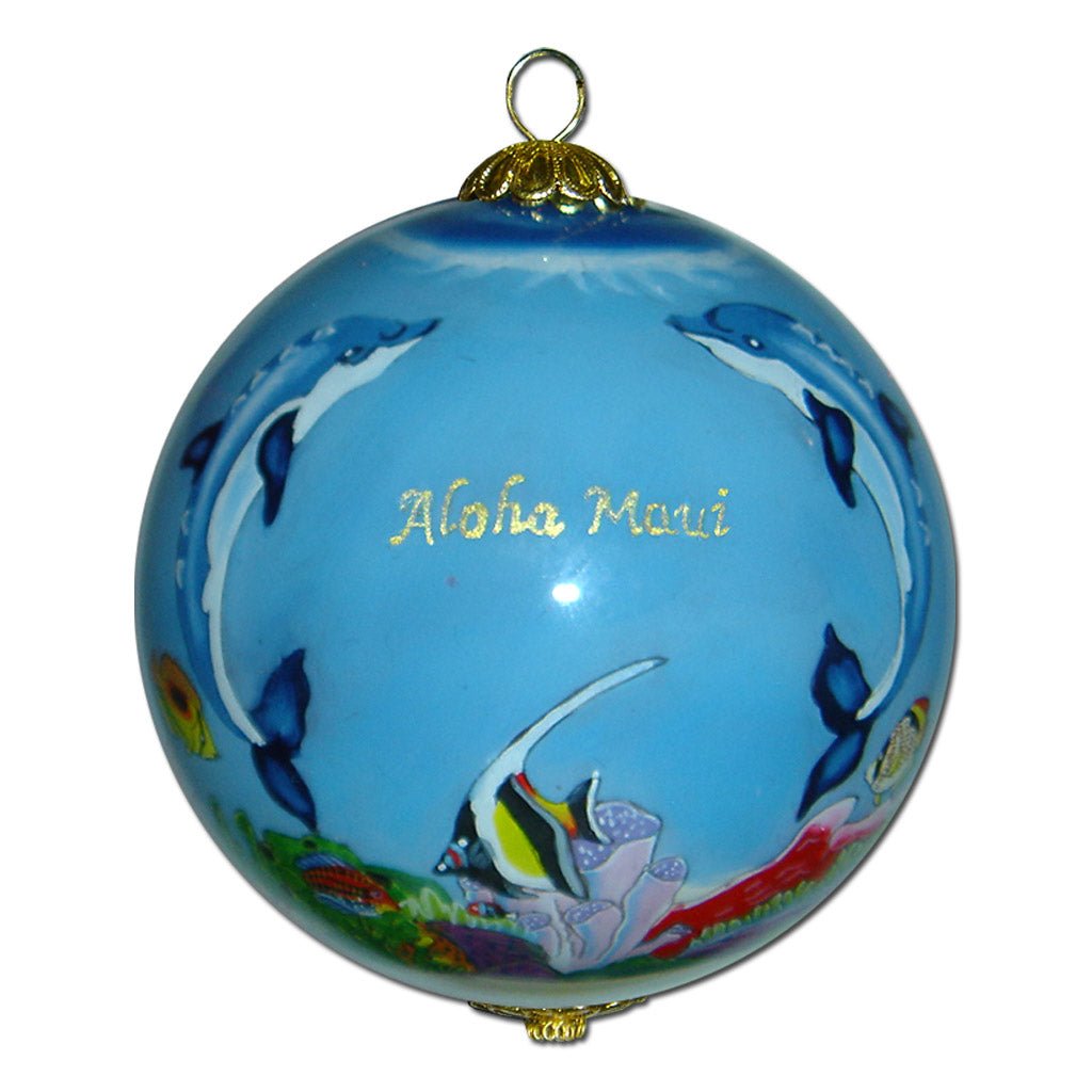 Beautiful Hawaiian Christmas ornament with dolphins