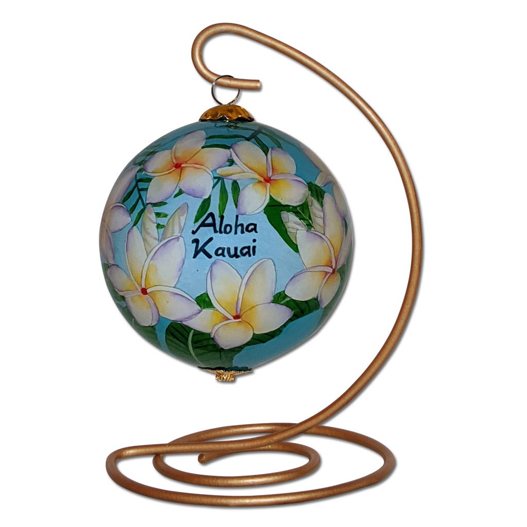 Beautiful Hawaiian Christmas ornament on a stand