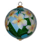 Hawaiian Christmas ornament from Maui by Design hand painted with white plumeria flowers