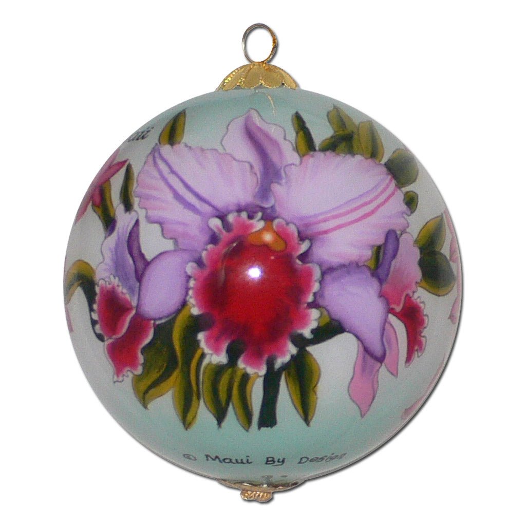 Beautiful Hawaii Christmas ornament with orchids