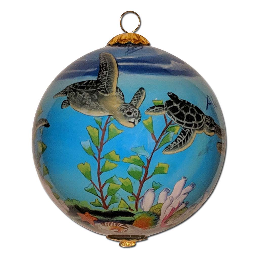 Beautiful Hawaiian Christmas ornament with honu sea turtle