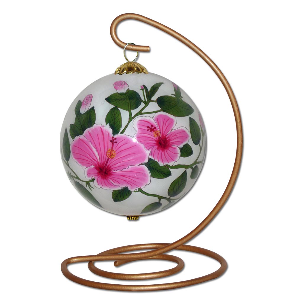 Hand painted Hawaiian ornament on stand