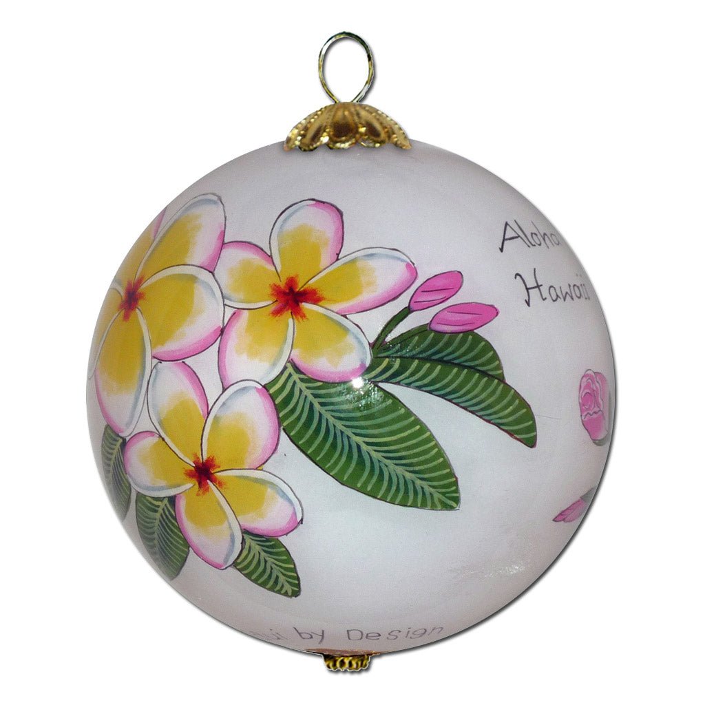 Beautiful Hawaiian ornament with plumeria and pink hibiscus