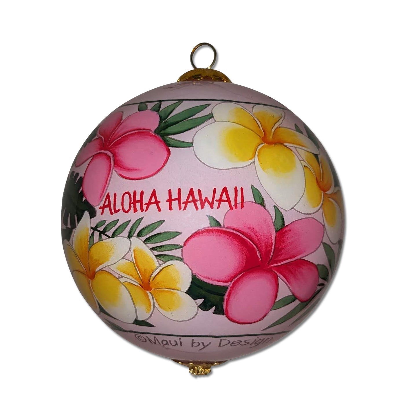 Pink Plumeria Christmas Hawaiian Ornament